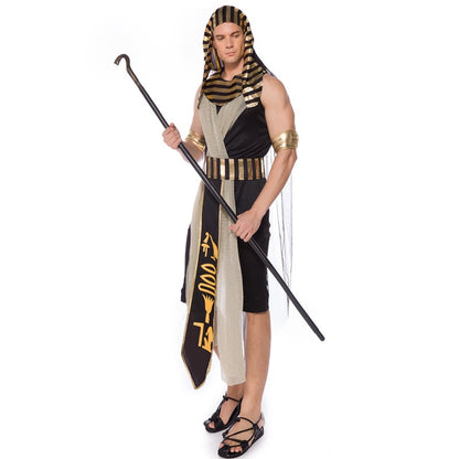 Ranqi Men King of Egypt King Tut Costume Gold Halloween Cosplay