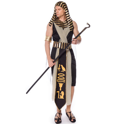 Ranqi Men King of Egypt King Tut Costume Gold Halloween Cosplay