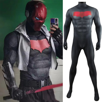 Red Hood Robin Costume Cosplay Superhero Jason Todd Zentai Bodysuit Spandex Boys Halloween Costume Adult Kids