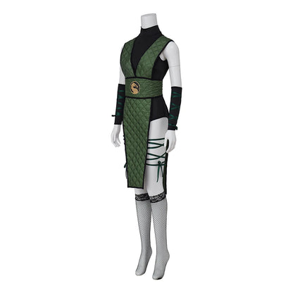 Reptile Mortal Kombat Cosplay Costumes Women Sexy Reptile Green Uniform Set with Face Covering Halloween Reptile Costume