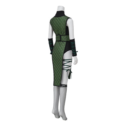 Reptile Mortal Kombat Cosplay Costumes Women Sexy Reptile Green Uniform Set with Face Covering Halloween Reptile Costume