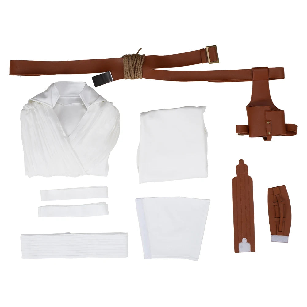 Rey Inspired White Jedi Battle Costume for Women Cosplay Roleplay Outfit