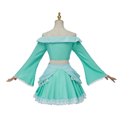 Rosalina Princess Cosplay for Women Halloween Outfit Cute Light Blue Crop Tops Skirts Set Comic Con Galaxy Star Princess Costume