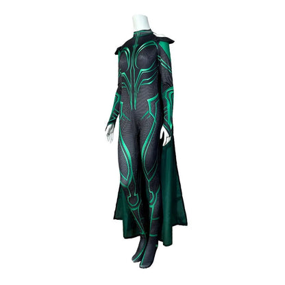 Ragnarok Hela Supervillain Cosplay Jumpsuit with Cloak for Women