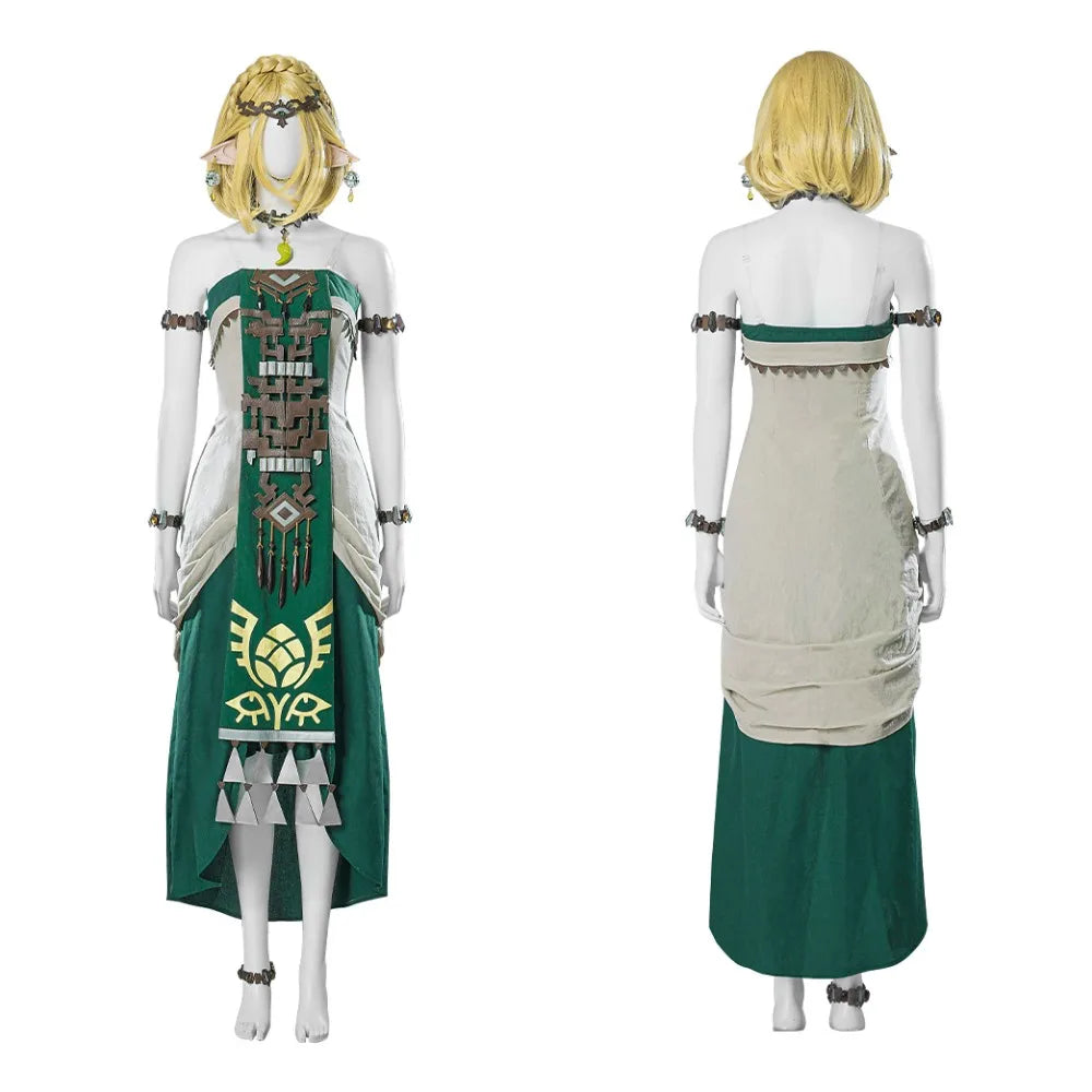 Beautiful Princess Long Dress Disguise Princess Cosplay Zelda Costume Fantasy and Accessories Outfit Halloween Costume for Woman