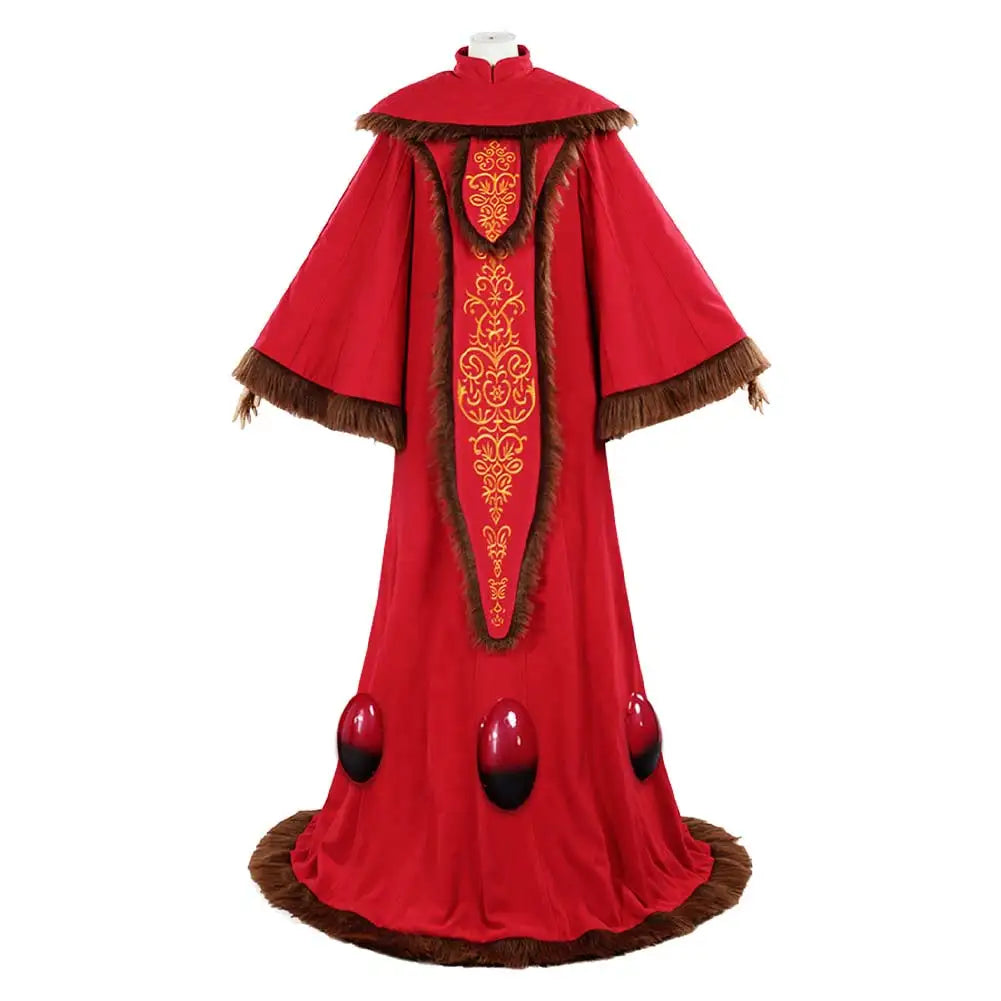 Queen Amidala Red Gown Cosplay Costume with Hood and Embroidery for Women Roleplay