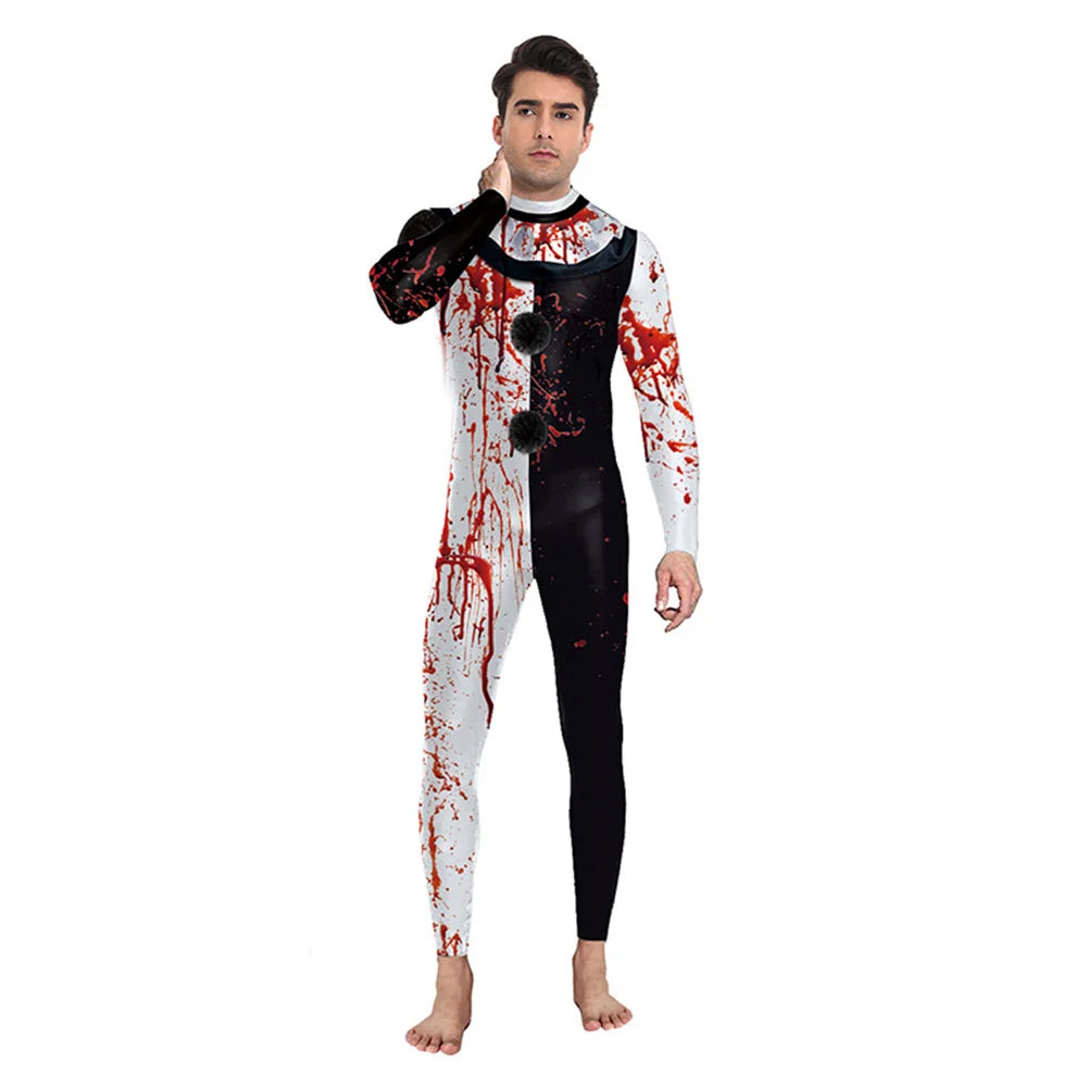 Fantasia Art Clown Cosplay Bloody Bodysuit Mask 2024 Terrifier 3 Disfraz Costume Men Fantasy Halloween Carnival Party Clothes