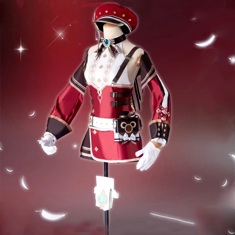 Charlotte Cosplay Genshin Impact Game Costume Women Girl Sweet Lovely Uniform Full Set Halloween Party Comic Con Show Outfits