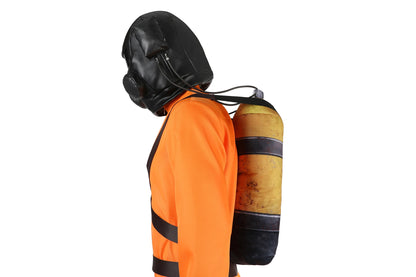 Lethal Company Cosplay Costume Orange Jumpsuit with Protective Harness and Mask Halloween Outfit