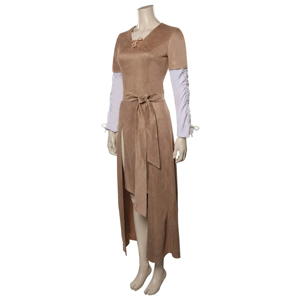 Princess Cosplay Leia Fantasy Brown Dress Women Costume Movie Space Battle Return Roleplay Fantasia Outfits Woman Halloween