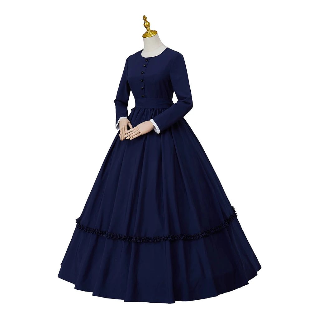 Victorian 1860s Dress Civil War Dress Medieval Ball gown Vintage Costumes Renaissance Historical Period Mourning Dress