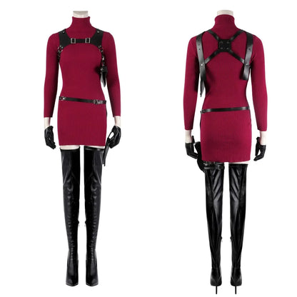 Ada Wong Cosplay Costume Remake Dress Outfit with Accessories for Women Halloween