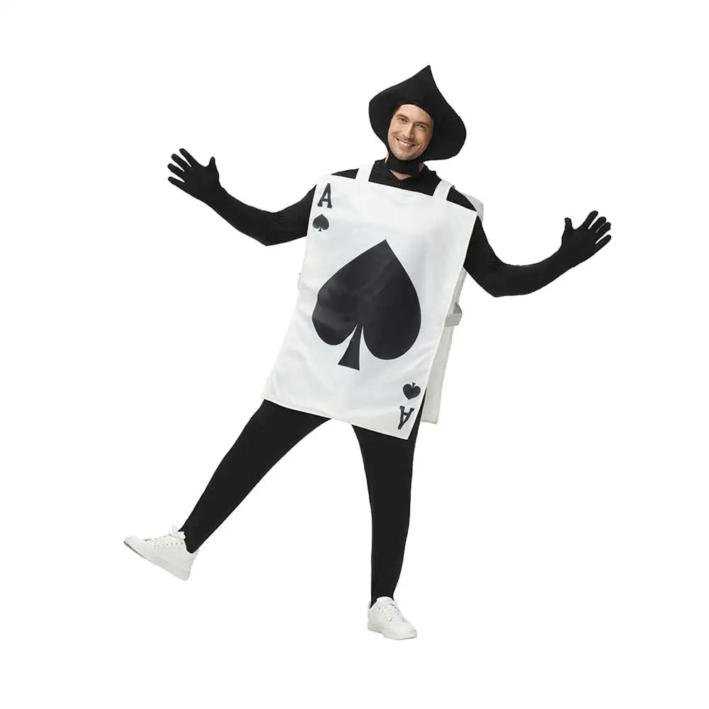 Kids Adult Poker Cosplay Fantasia Spade A Outfits Stage Performance Disguise Boys Girl Children Halloween Carnival Party Clothes