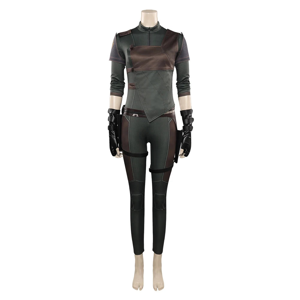 Gamora Inspired Cosplay Jumpsuit Costume with Vest and Belt for Women and Girls Halloween Party Outfit