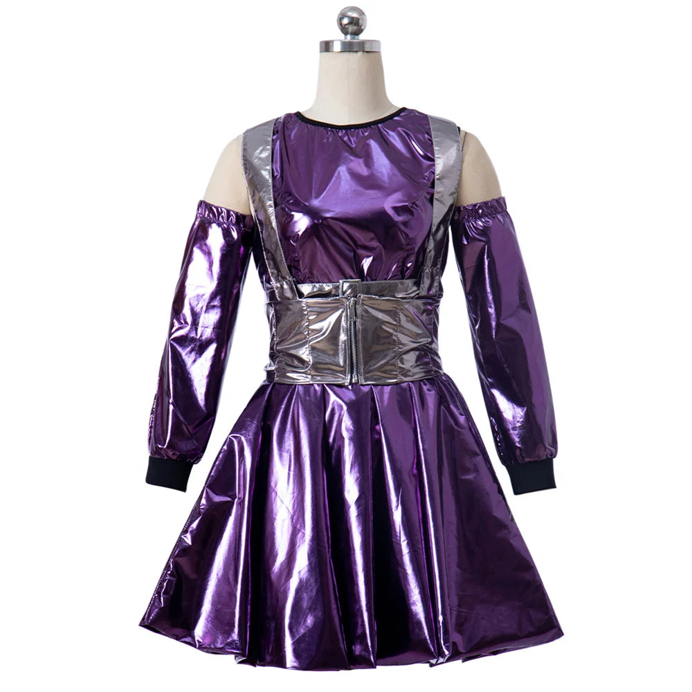 Ariana Grande Lady Cosplay Costume Adult Women Sexy Purple Dress Cocktail Party Skirt Halloween Carnival Outfits