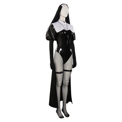 Nun Cosplay Fantasia Sexy Jumpsuit Fantasia Movie The Nun 2 Costume Adult Women Fantasy Halloween Carnival Party Clothes