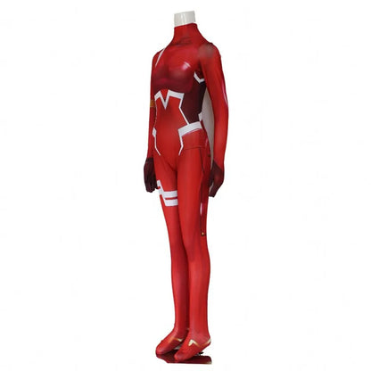 Women Sexy Zentai Suit Zero Two Cosplay Costume Bodysuit Darling in The Franxx 02 Role Play Jumpsuit Set Halloween Costumes