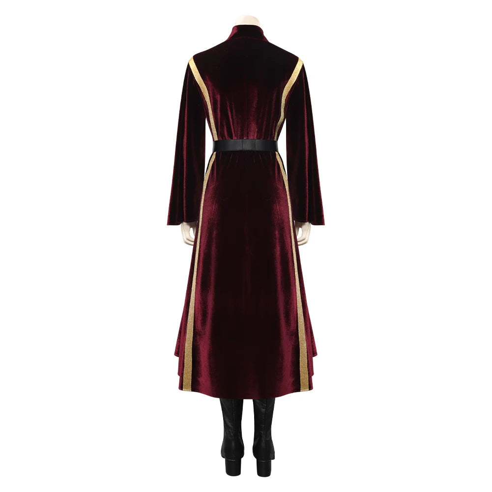 Padme Amidala Cosplay Costume Elegant Burgundy Velvet Dress Women Roleplay Outfit Halloween