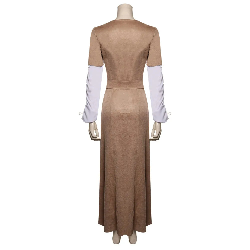 Princess Cosplay Leia Fantasy Brown Dress Women Costume Movie Space Battle Return Roleplay Fantasia Outfits Woman Halloween