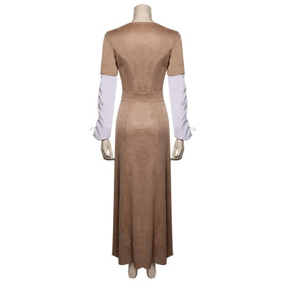 Princess Cosplay Leia Fantasy Brown Dress Women Costume Movie Space Battle Return Roleplay Fantasia Outfits Woman Halloween