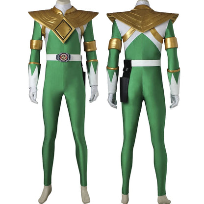 Green Ranger Cosplay Costume with Armor Accessories and Boots Men's Battle Suit Halloween Outfit