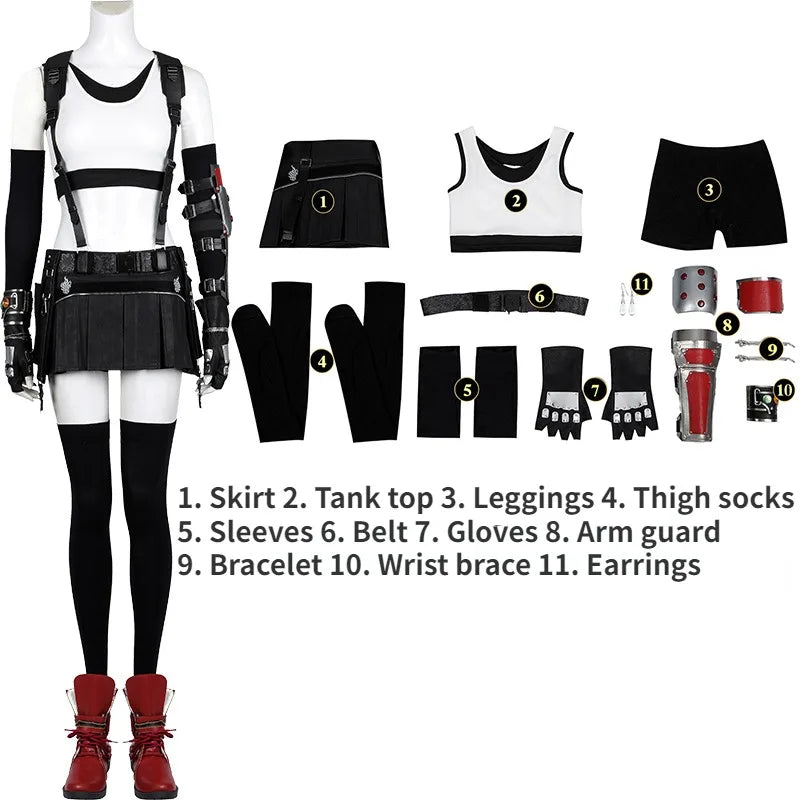 Tifa Lockhart Cosplay Costume Final Fantasy 7 Battle Suit Outfit for Women