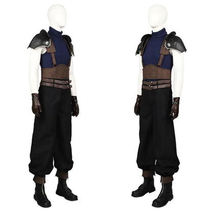 FF7 Zack Cosplay Costume Remake Outfit with Belt Top Pants Accessories Custom Size for Halloween Carnival