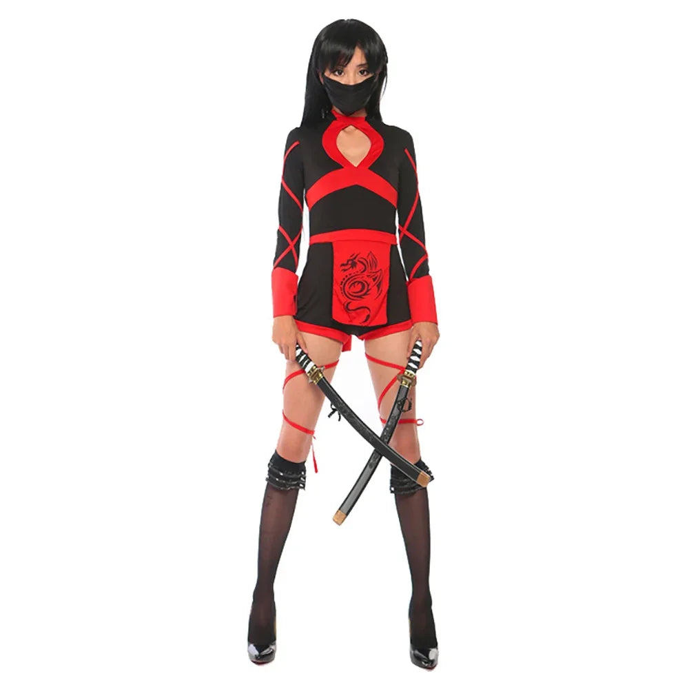 Women Sexy Dragon Ninja Cosplay Costume Warrior Bodysuit Halloween Disguise Costume Japanese Ninja Samurai Kendo Superhero Dress