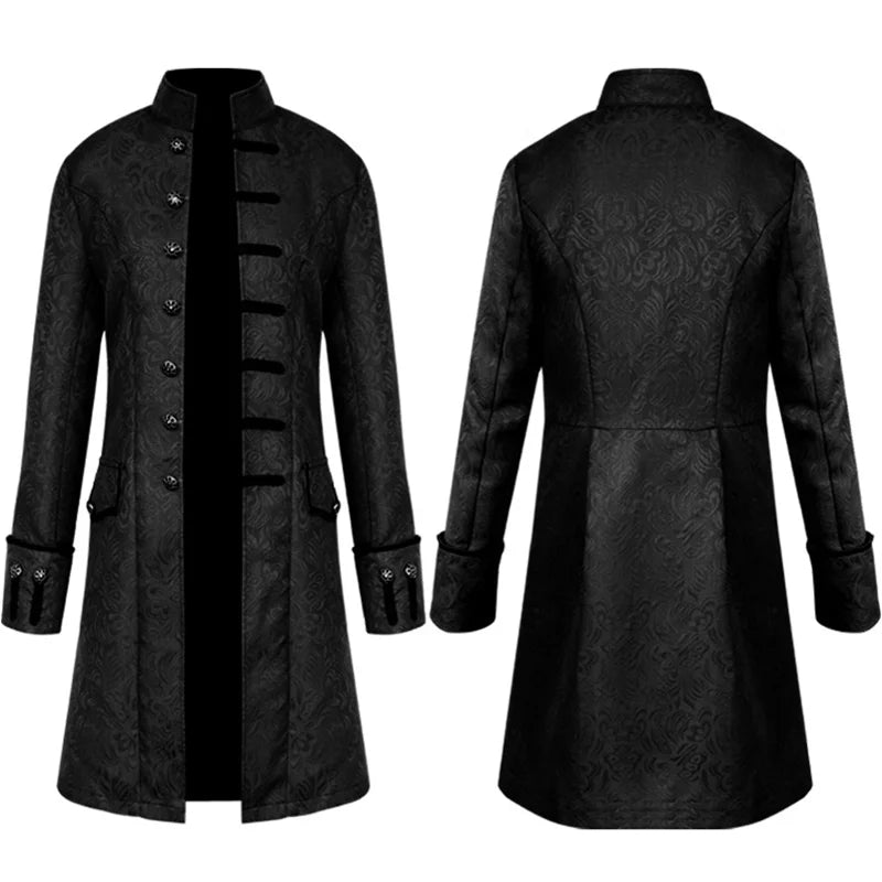 Men Steampunk Vintage Jacket Halloween Costume Retro Gothic Victorian Frock Coat Uniform