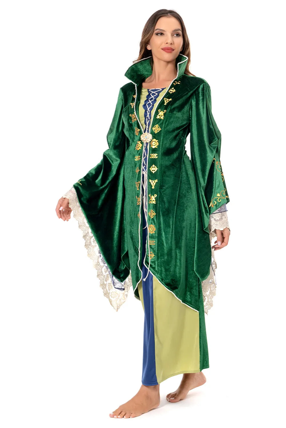 Winifred Sanderson Green Velvet Cosplay Dress Costume for Halloween and Carnival