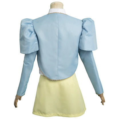 Bella Baxter Cosplay Costume Blue Jacket and Yellow Skirt Outfit for Adults Girls Roleplay Halloween Carnival