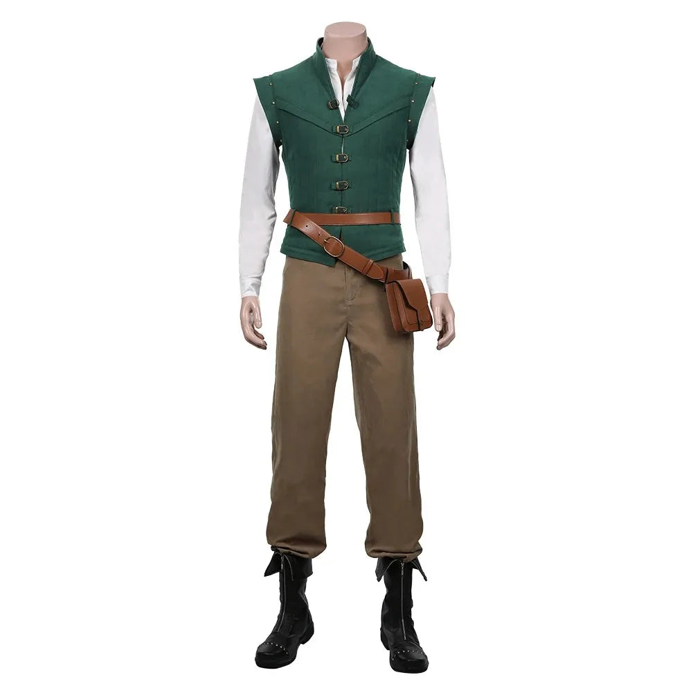 Adult Flynn Cosplay Costume Full Set with Green Vest and Accessories