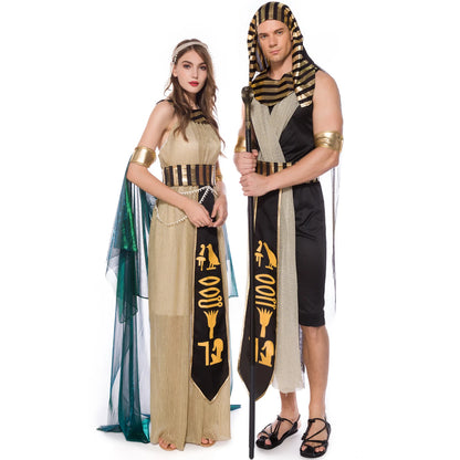 Halloween Carnival Pharaoh Cleopatra Couples Egypt Egyptian Queen Costume Myth Goddess Role Play Cosplay Fancy Party Adult Dress