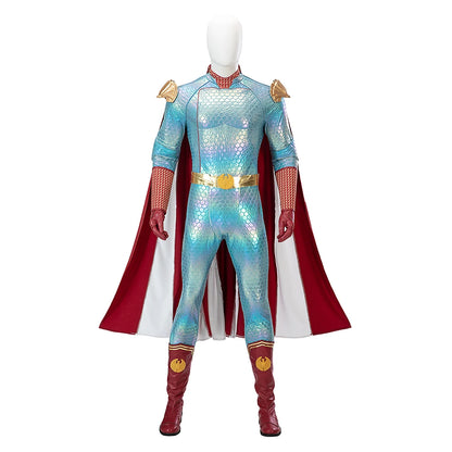 The Boys Homelander Ice Cosplay Costume Jumpsuit Cloak Boots Full Set Custom Size