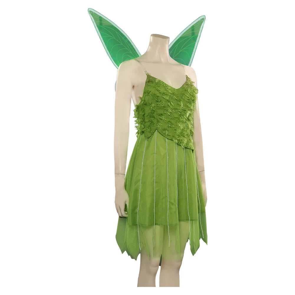 Tinker Bell Cosplay Dress Women Costume Movie Peter Cos Pan Fantasia Elf Roleplay Dress Wings Halloween Carnival Party Outfits