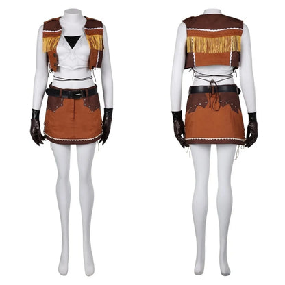 Tifa Cowgirl Cosplay Costume Final Fantasy 7 Female Cowboy Vest Skirt Outfit Dress