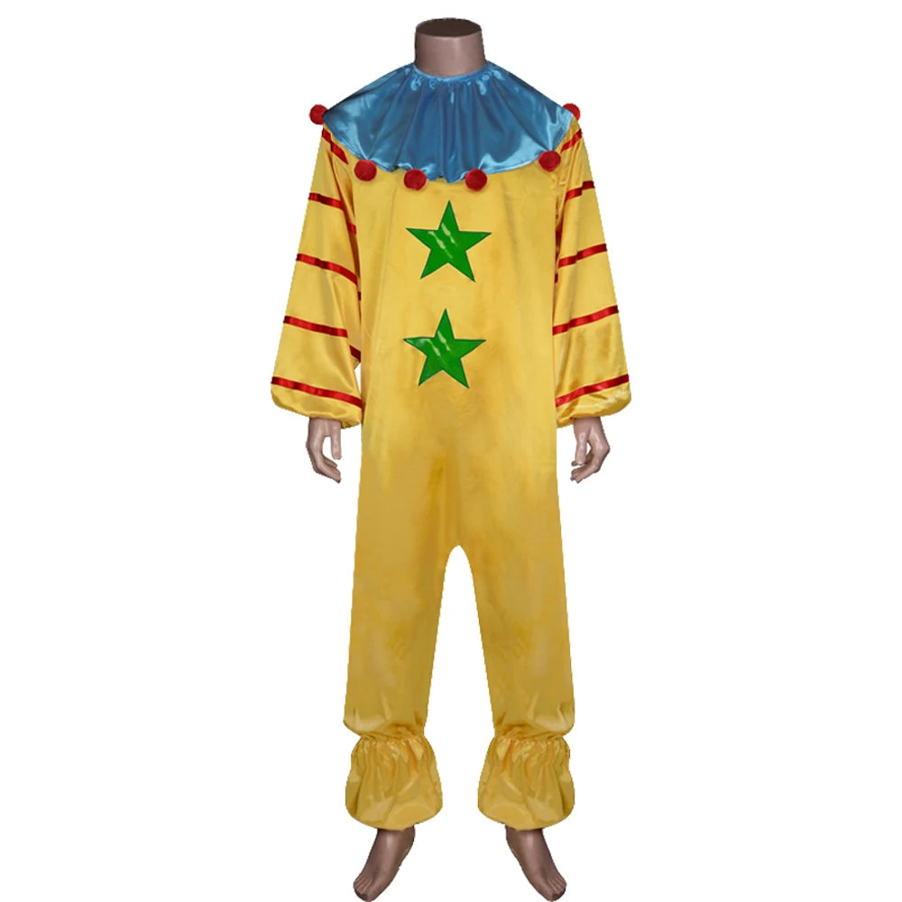 Killer Klowns from Outer Space Cosplay Costume Clown Jumpsuit Scarf Man Women Halloween Party Role Play Clothes For Adult New