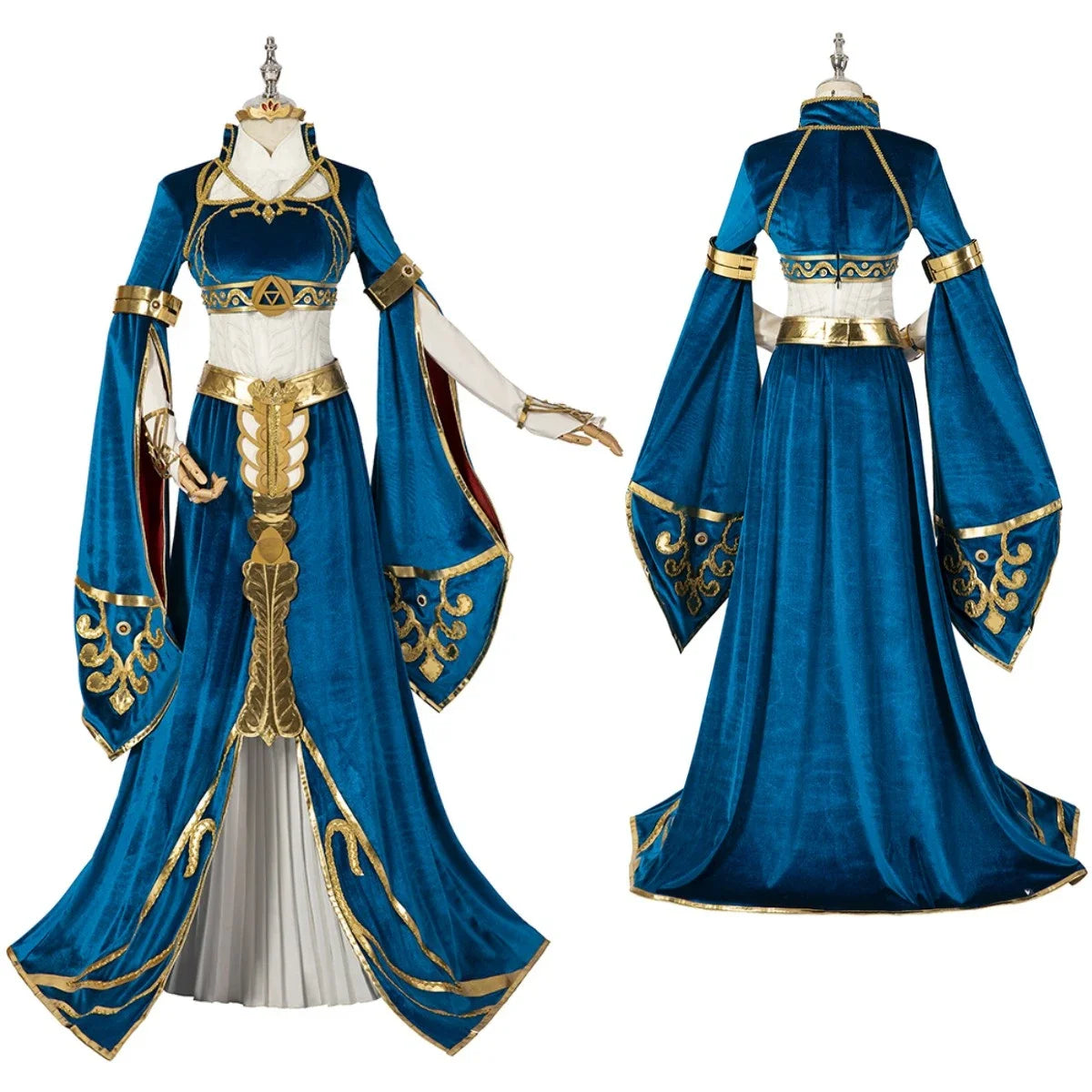 Blue Velvet Zelda Princess Cosplay Costume Dress with Top Skirt and Wig Custom Size Full Set