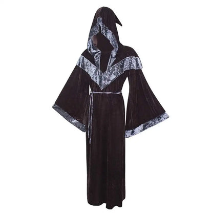 Fantasia Gothic Witch Vampires Cosplay Velvet Black Robe Stage Disfraz Costume Women Fantasy Halloween Carnival Party Clothes