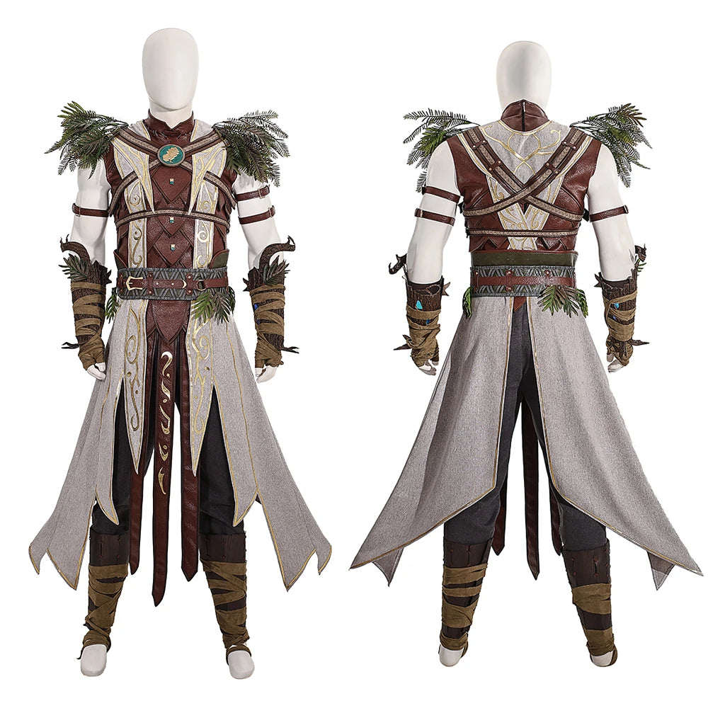 Halsin Cosplay Costume Game Baldurs Cos Gate 3 Halsin Roleplay Outfit Adult Men Top Pants Props Halloween Carnival Party Uniform