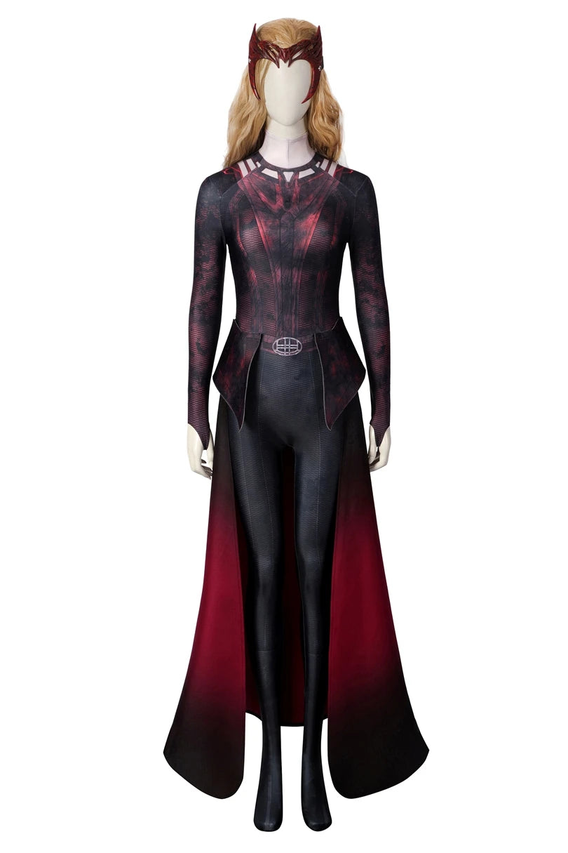 Halloween Carnival in The Multiverse of Madness Superhero Outfit Wanda Cosplay Printing Jumpsuit Scarlet Witch Costume