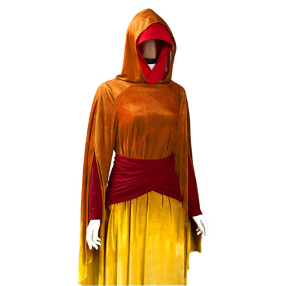 Padme Amidala Cosplay Costume Queen Jedi Robe Hooded Dress for Women Roleplay Outfit