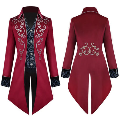 Retro Steampunk Gothic Embroidered Victorian Jacket Vintage Tailcoat Medieval Frock Coat Renaissance Costume For Men