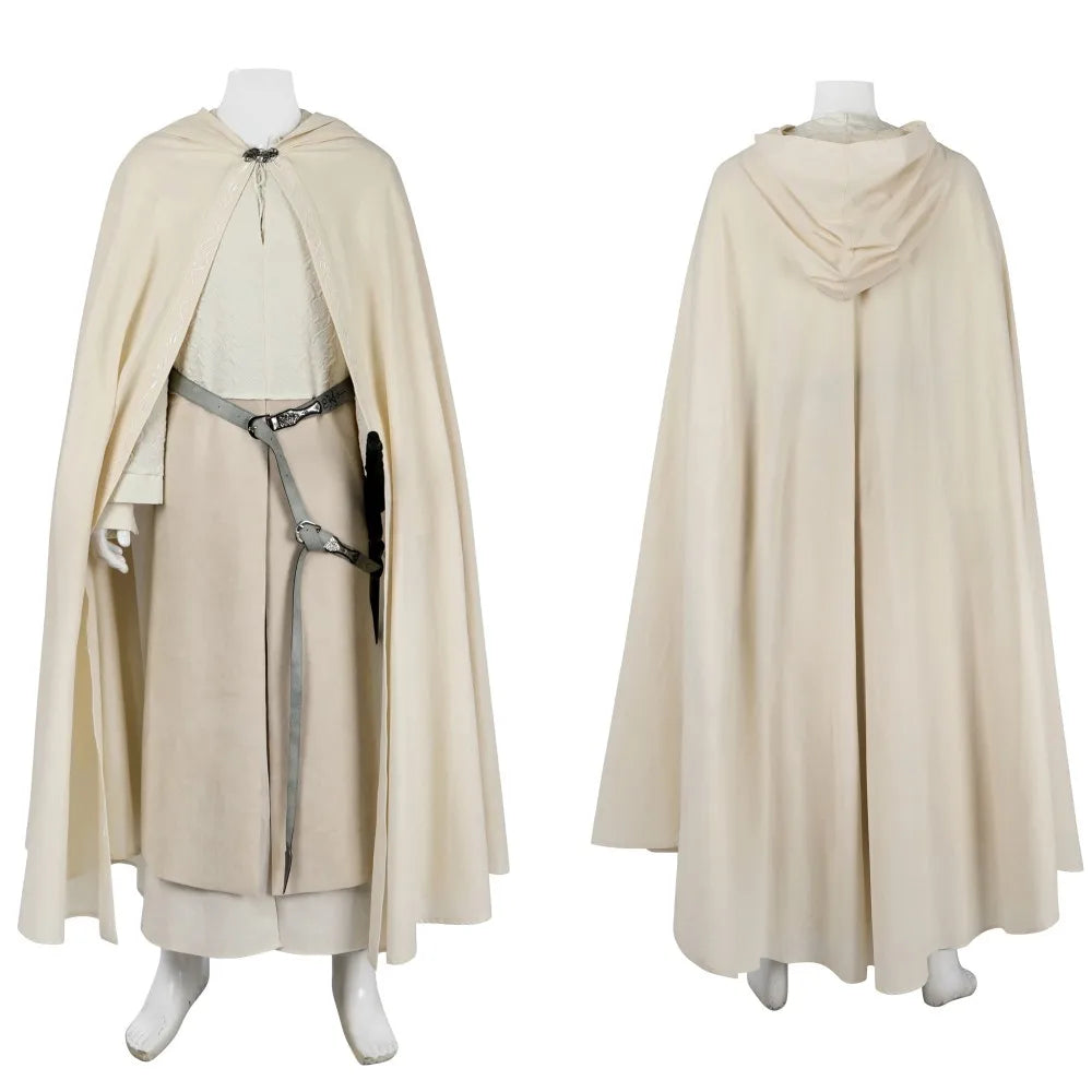 White Gandalf Robe Cosplay Costume with Custom Size Options and Available Wig and Boots