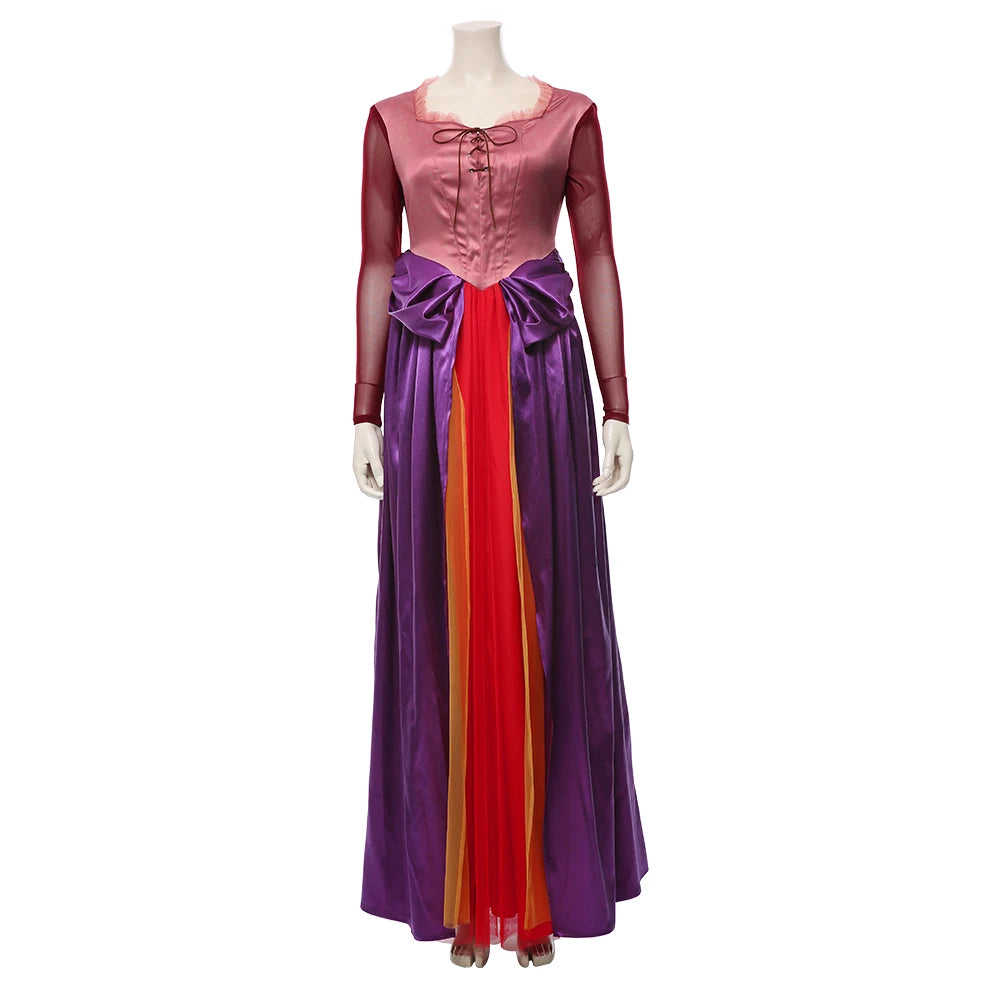 Sarah Sanderson Costume for Women Long Purple Dress Halloween Party Cosplay Outfit