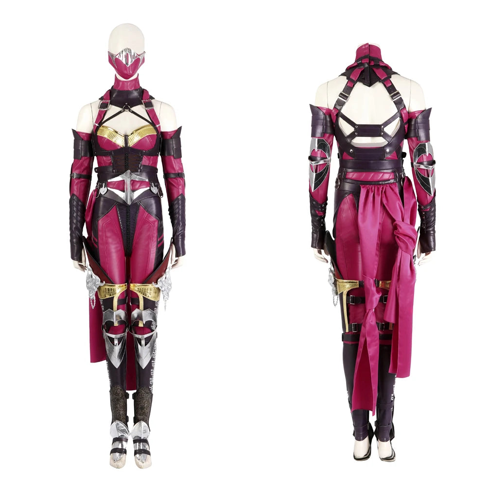 Sexy Woman Mileena Cosplay Costume and Accessories Halloween Comic Con Fancy Dress Outfit Custom Size