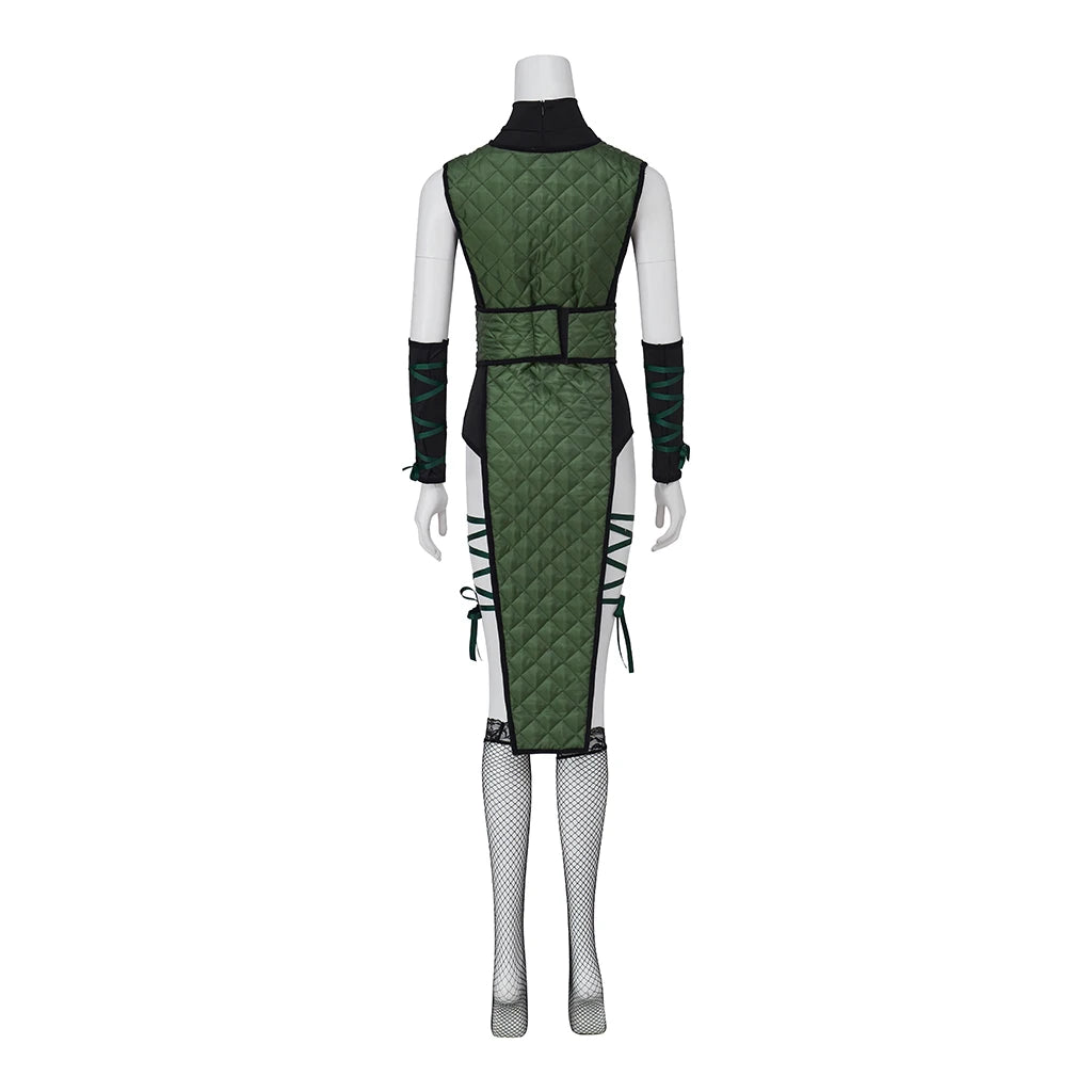 Reptile Mortal Kombat Cosplay Costumes Women Sexy Reptile Green Uniform Set with Face Covering Halloween Reptile Costume