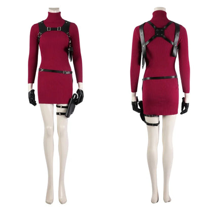 Ada Wong Cosplay Costume Remake Dress Outfit with Accessories for Women Halloween