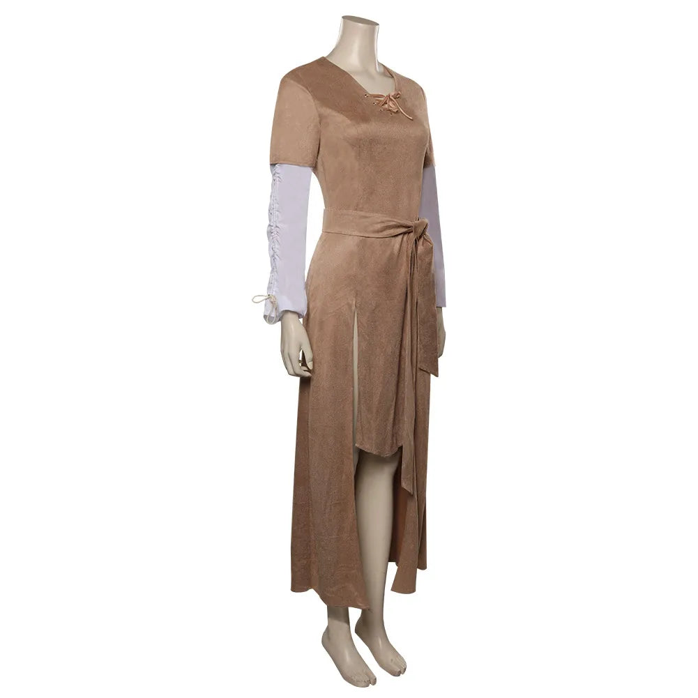 Princess Cosplay Leia Fantasy Brown Dress Women Costume Movie Space Battle Return Roleplay Fantasia Outfits Woman Halloween