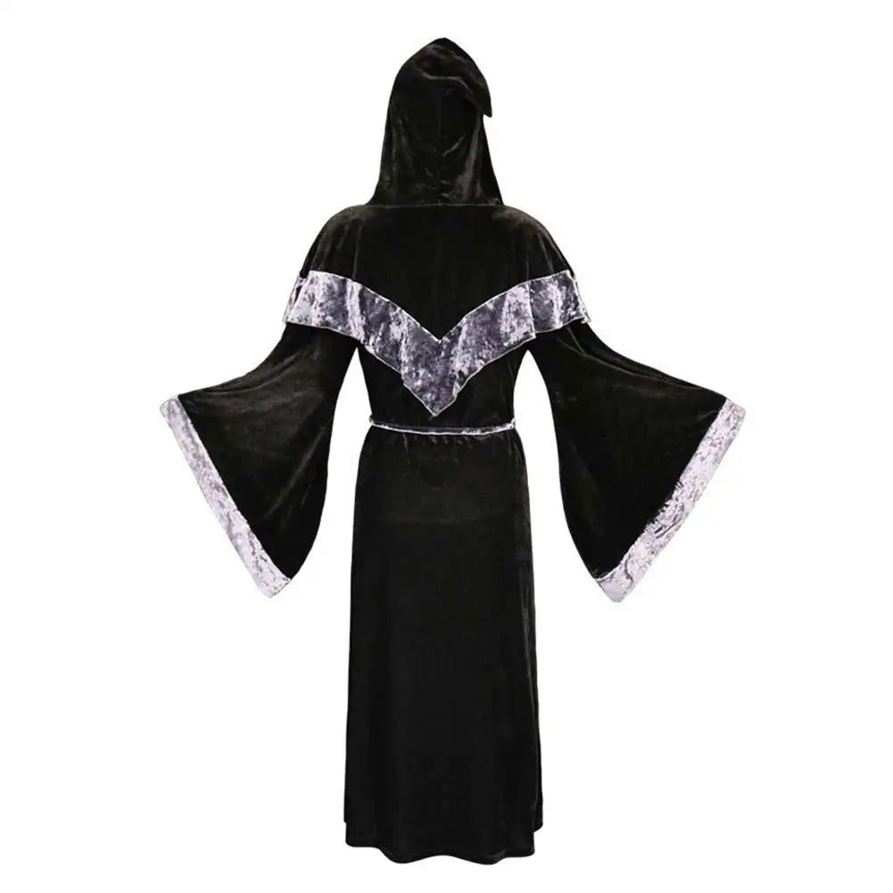 Fantasia Gothic Witch Vampires Cosplay Velvet Black Robe Stage Disfraz Costume Women Fantasy Halloween Carnival Party Clothes